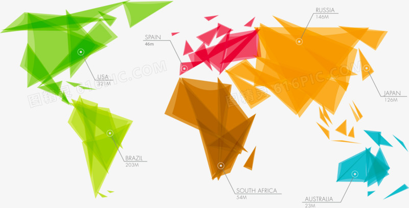 矢量世界地图几何三角形素材