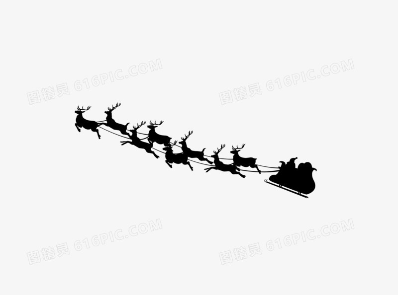 圣诞老人和鹿 剪影