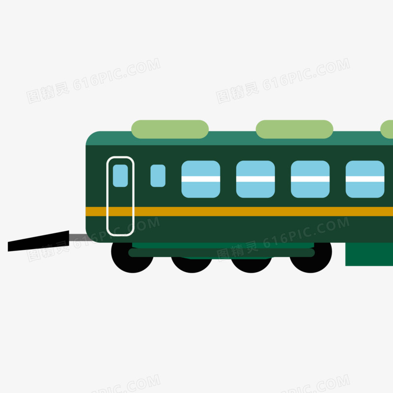 卡通手绘矢量交通工具绿皮火车素材