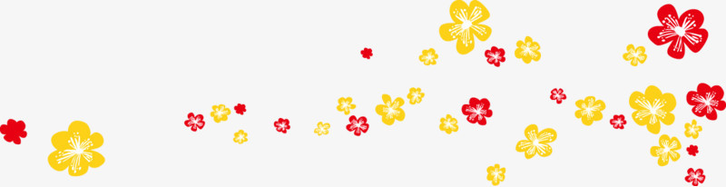 创意手绘合成红色黄色的小花