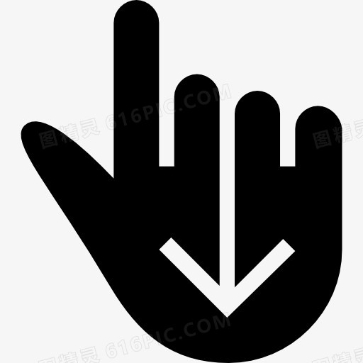 一个手指向下滑动黑色手势图标