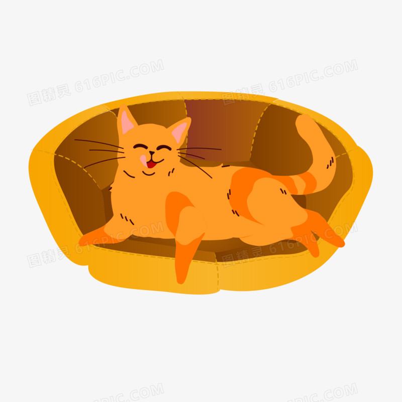 手绘矢量猫猫和猫窝免抠素材