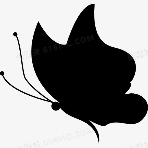蝴蝶的黑色形状向左图标