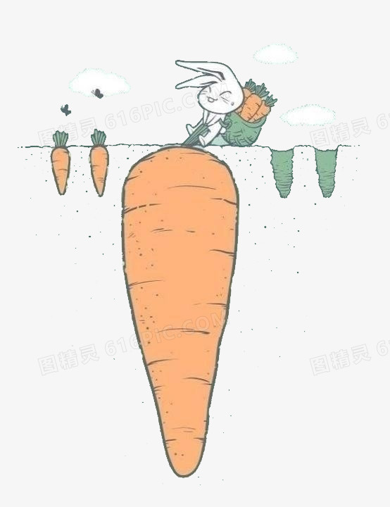 太阳小兔拔萝卜png小兔子吃萝卜pngai手绘卡通小猪拔萝卜场景免抠素材