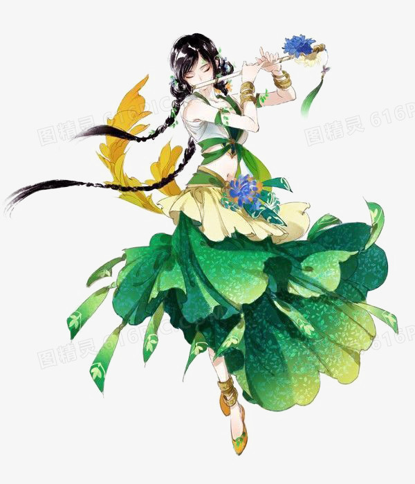 吹笛子的美女