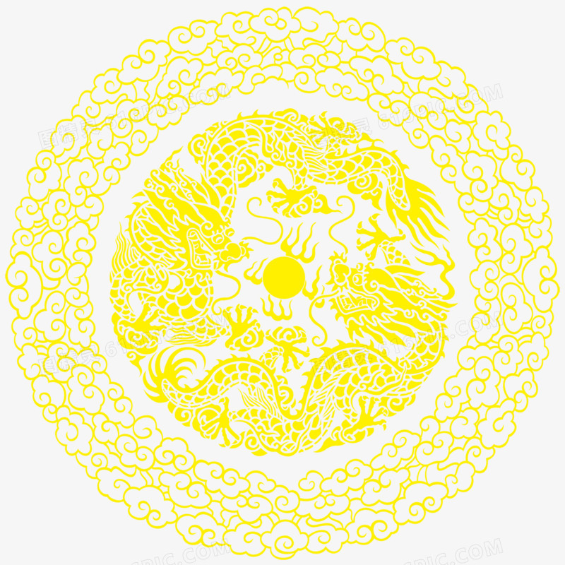 黄色中国风花纹