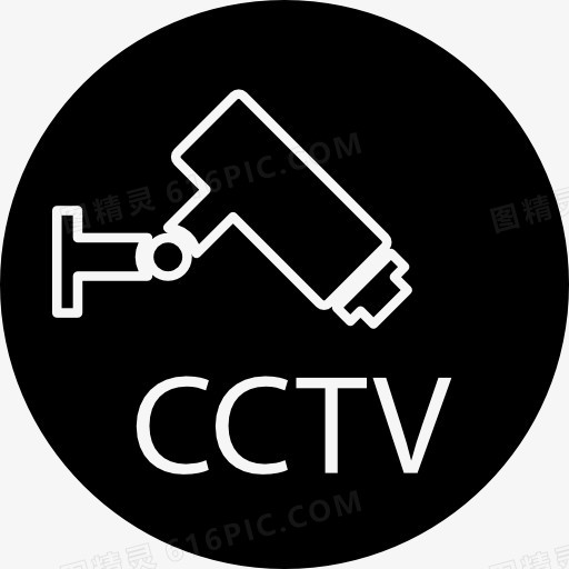 监控摄像机和CCTV标志一圈图标