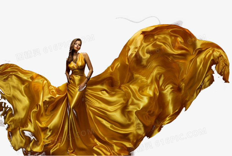 穿金色裙子的美女