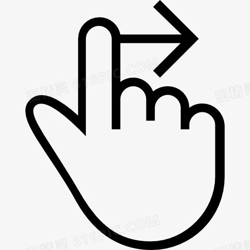 一个手指轻扫手势符号右手抚摩图标