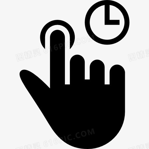 点击手势符号的一个手指的黑色手图标