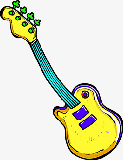 黄色吉他透明背景素材