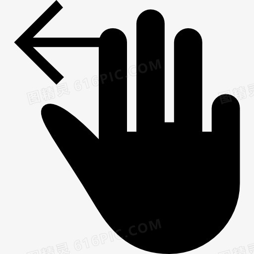 向左滑动手势符号的黑色手图标