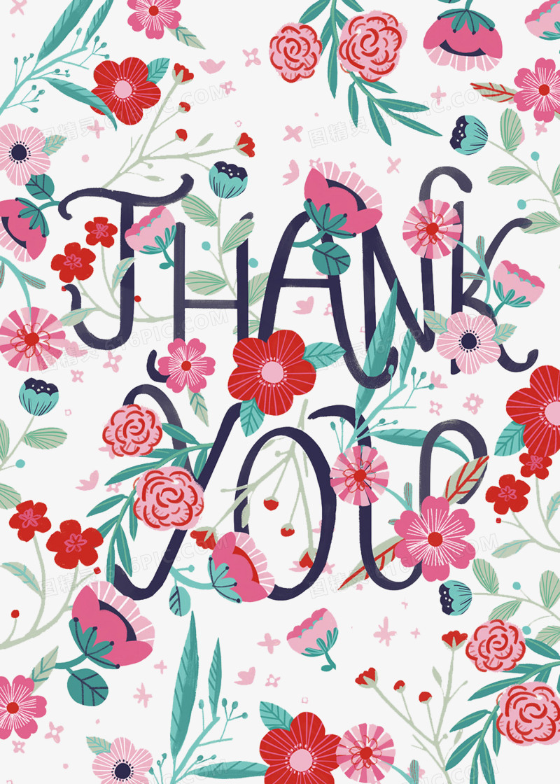 关键词:手绘插画卡片封面创意设计图精灵为您提供花朵英文封面感谢