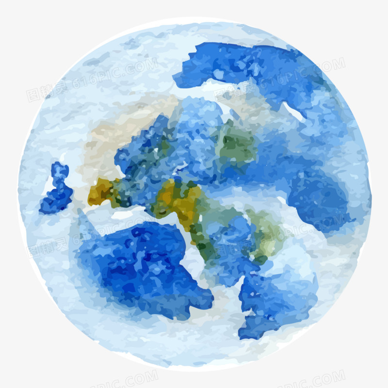 水彩绘行星矢量素材
