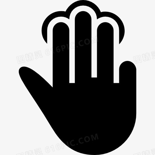 三个手指点击黑色的手势图标