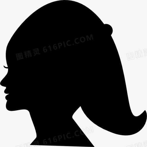 女性头部轮廓的短头发图标