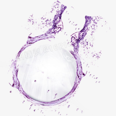 紫色球形水花水镜背景图