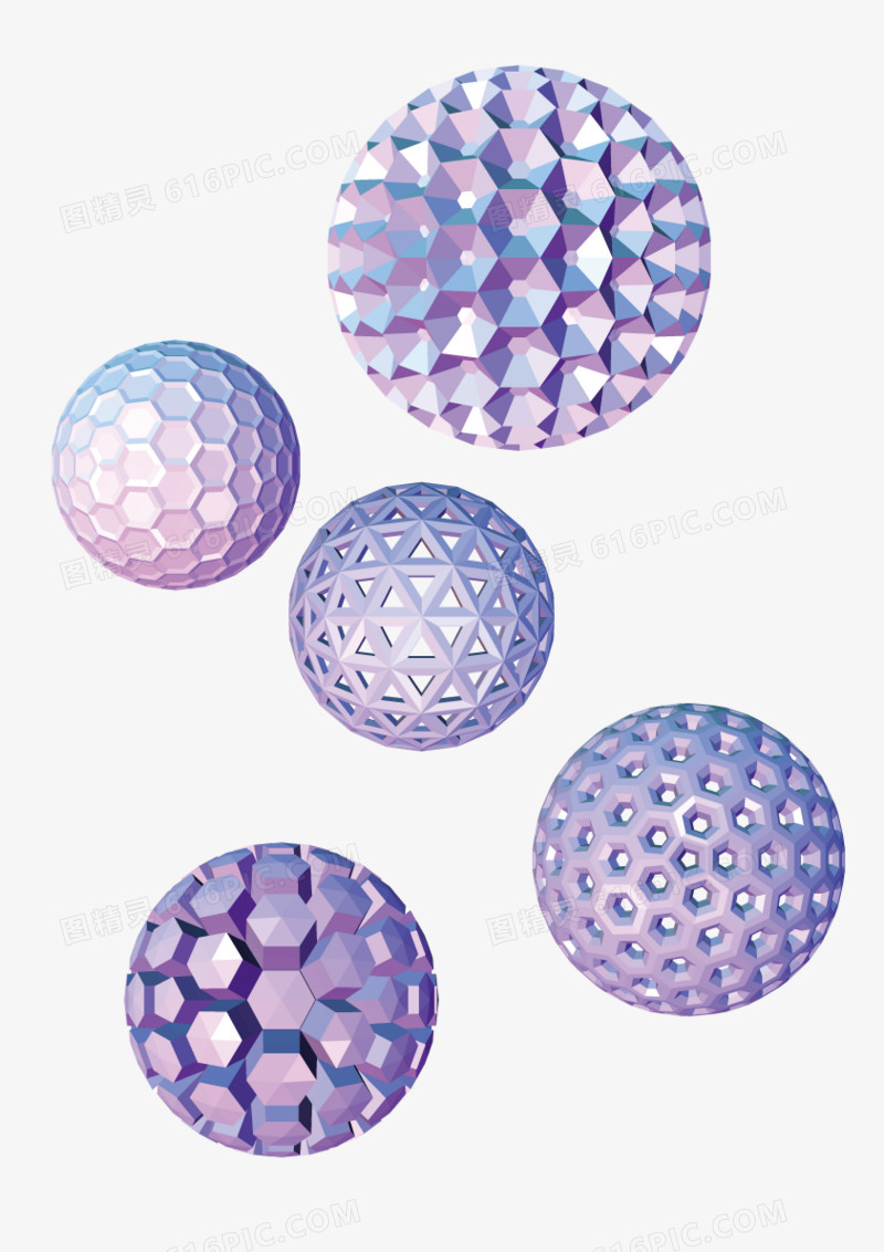 紫色渐变六边形组合球体