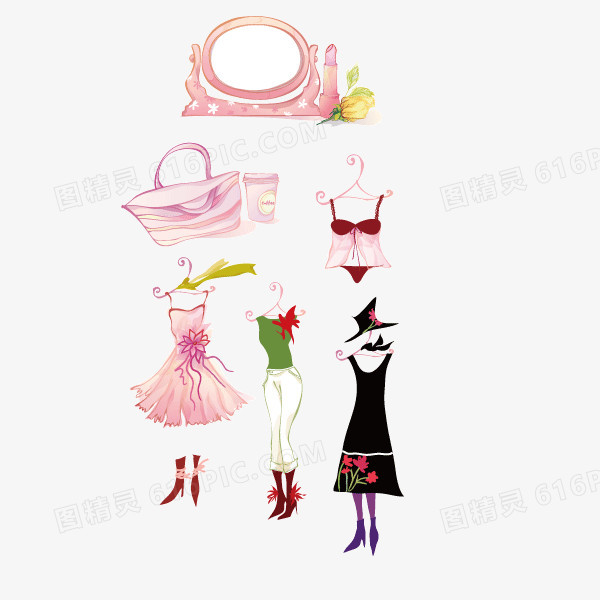 女性 粉红色 梦幻 礼服 镜子