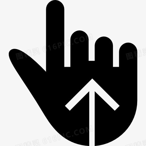 一个手指向上滑动手势黑手符号图标