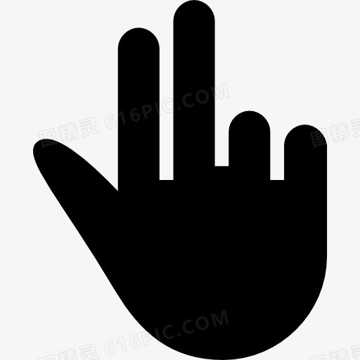 两个手指扩展黑手象征图标