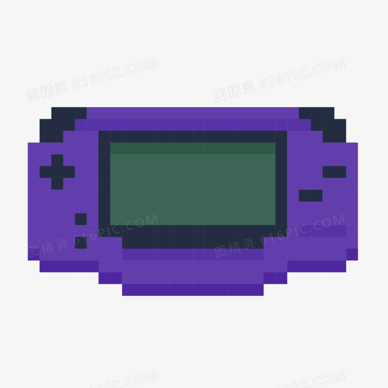 手绘像素风紫色游戏机素材