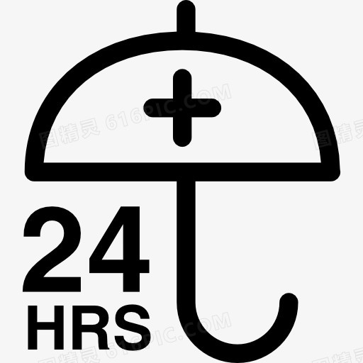 24小时保护标志用伞图标
