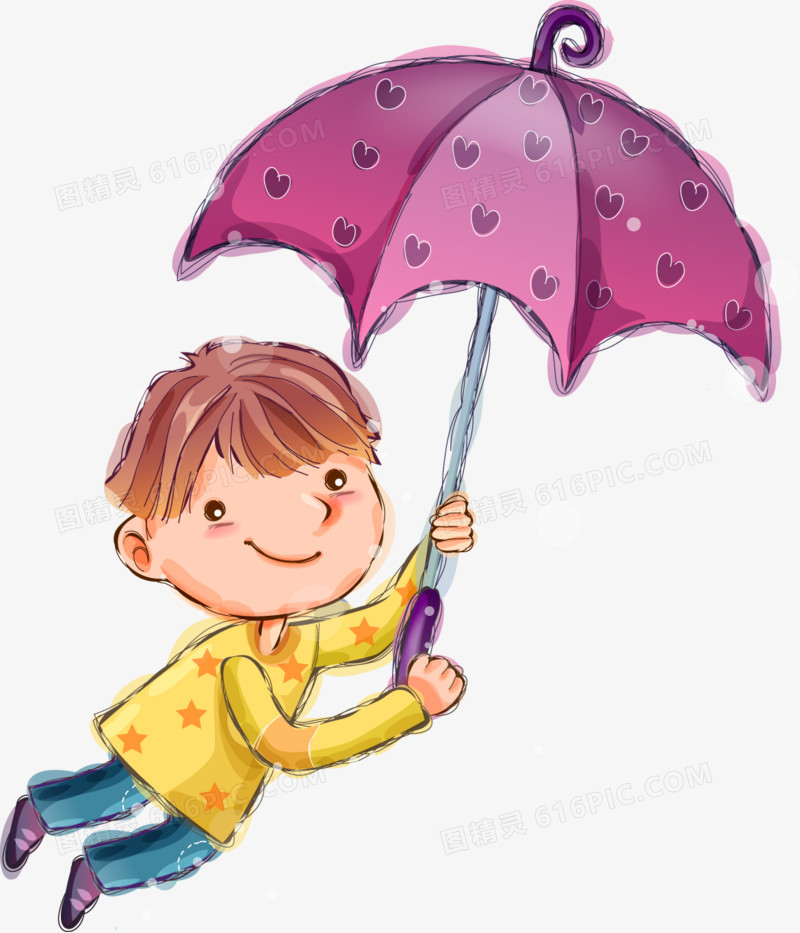 可爱爱心雨伞儿童