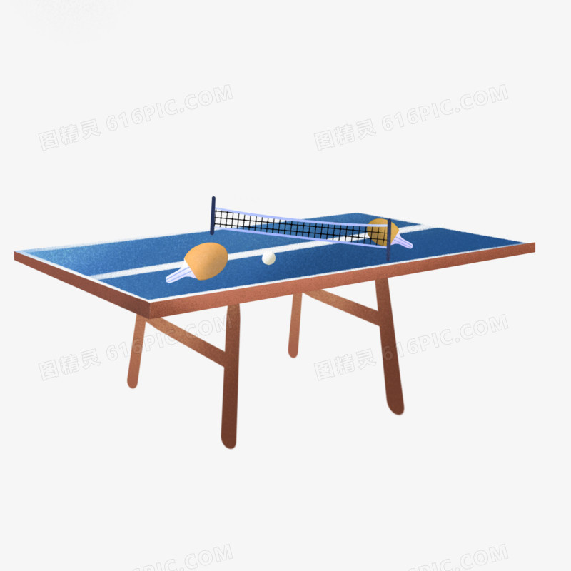 卡通插画风乒乓球桌素材