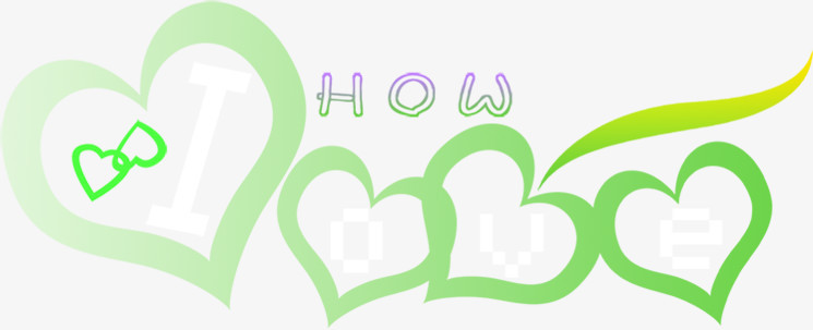 绿色卡通创意设计爱心字母