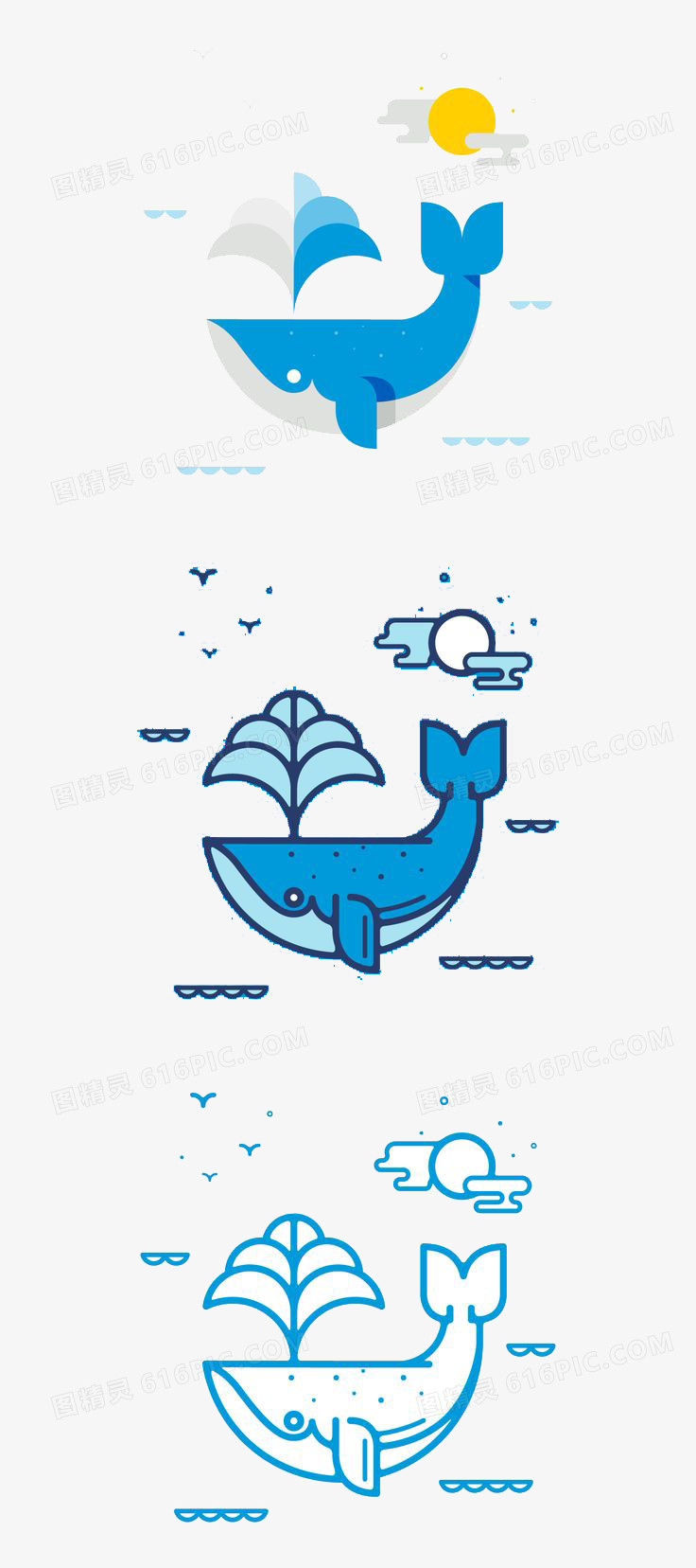 扁平化可爱鲸鱼
