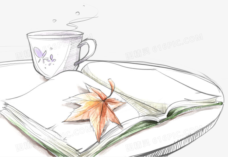 桌上的书与咖啡
