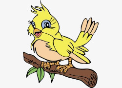 卡通手绘枝条的可爱小鸟