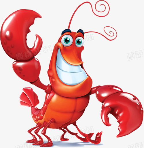 手绘可爱红色虾