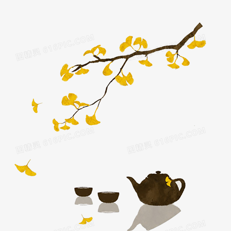 秋天意境茶壶