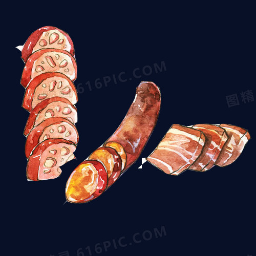 肉食香肠手绘画素材图片