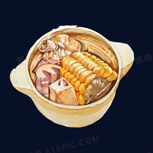 玉米香菇排骨汤手绘画