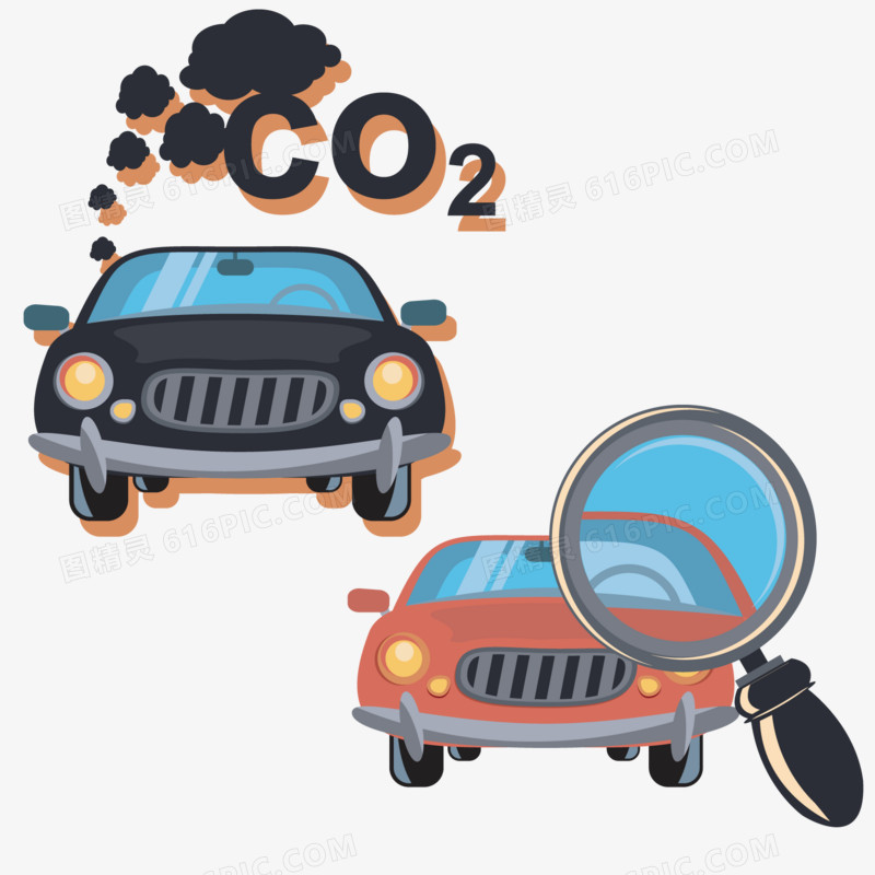 关键词:放大镜汽车尾气二氧化碳矢量卡通图精灵为您提供汽车尾气和