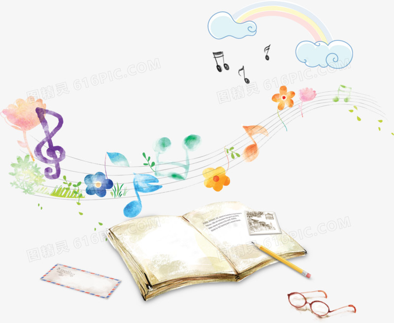 音乐书本学习高清免抠素材