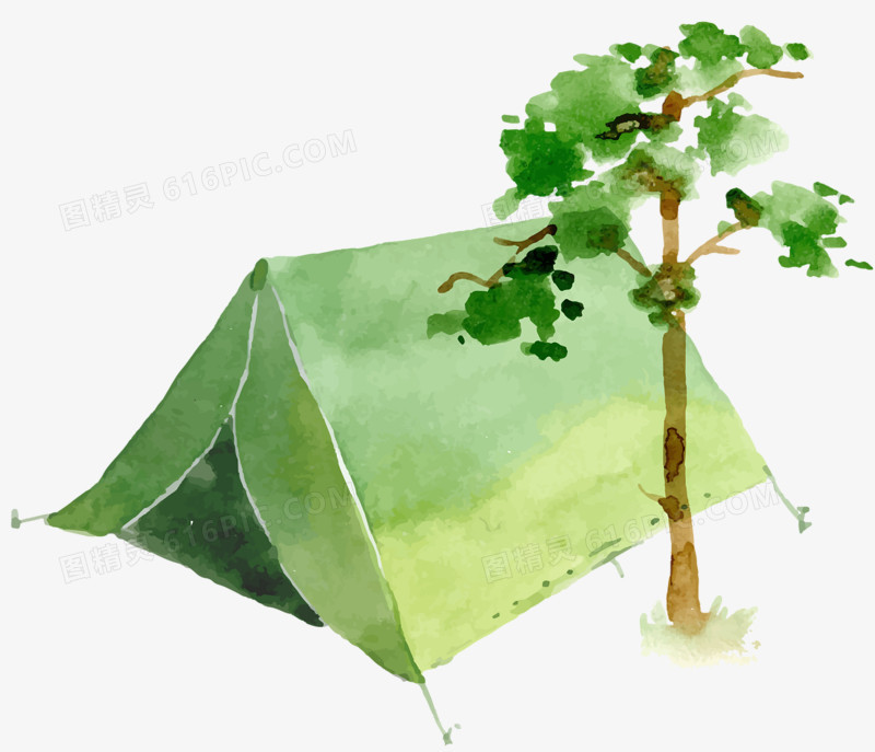 卡通绿色帐篷