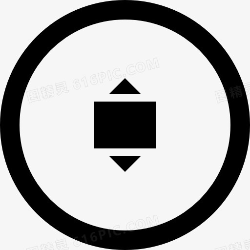 扩大与箭头垂直符号的圆形按钮图标