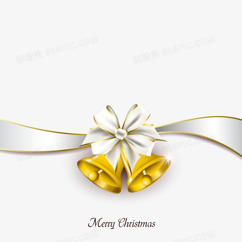 白色丝带圣诞铃铛矢量素材