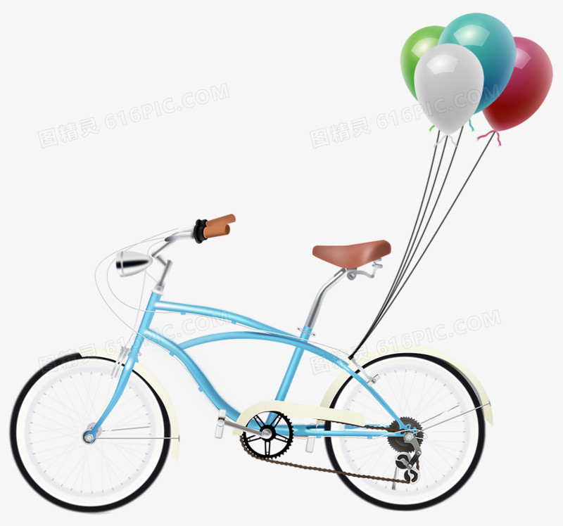 糖果色气球卡通自行车