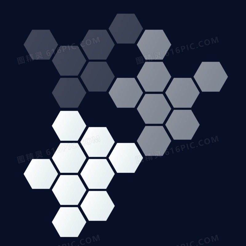 白色不规则六边形几何蜂窝图形素材