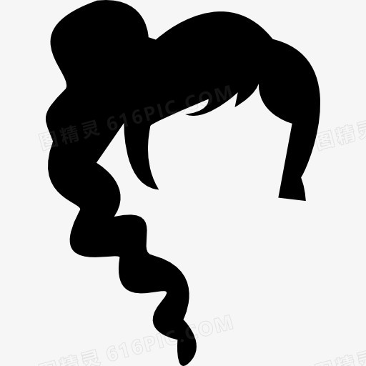 女性深色长发形状的少年风格图标