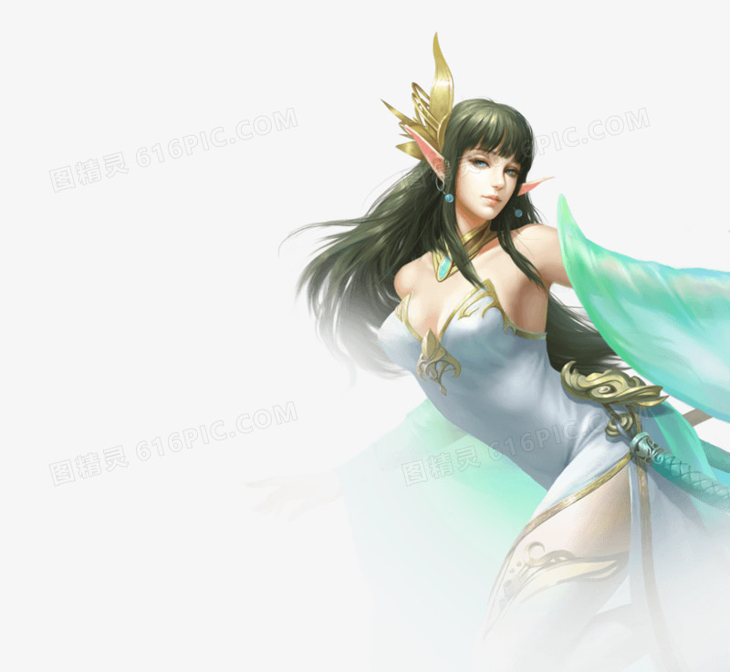 蓝色唯美飘逸人物美女