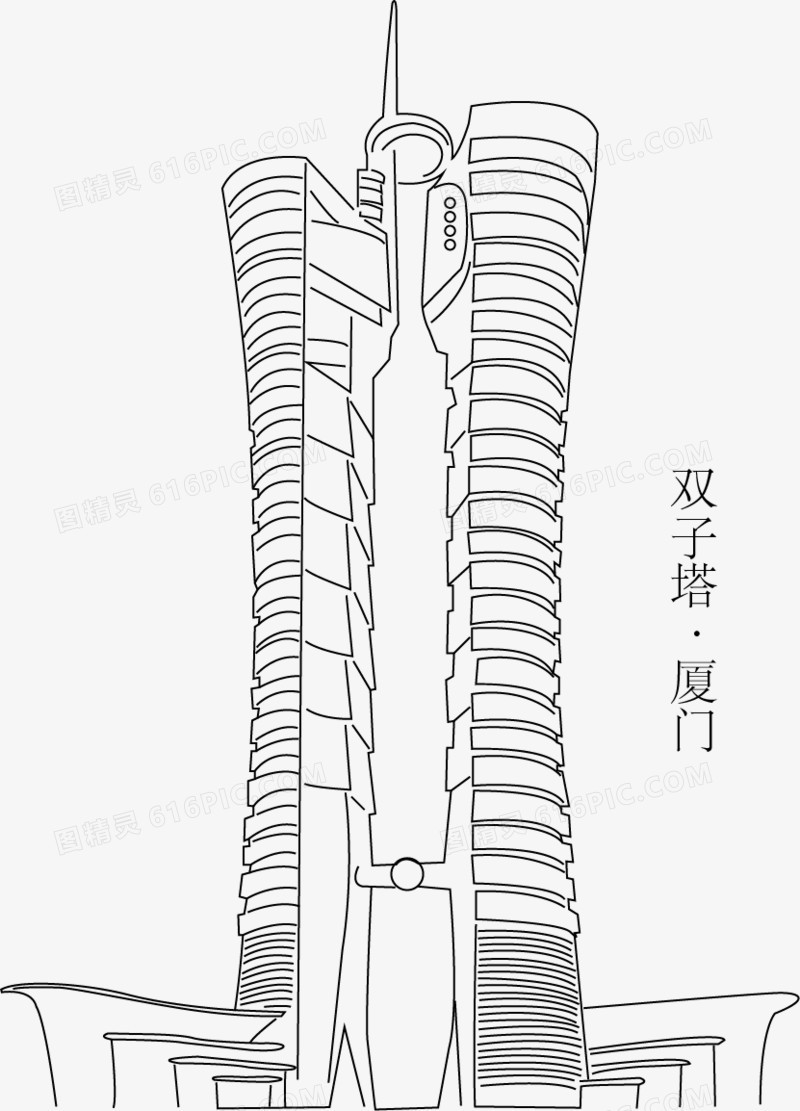 厦门双子塔矢量素材