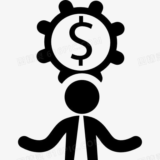 企业标志与元钱轮和一个商人图标