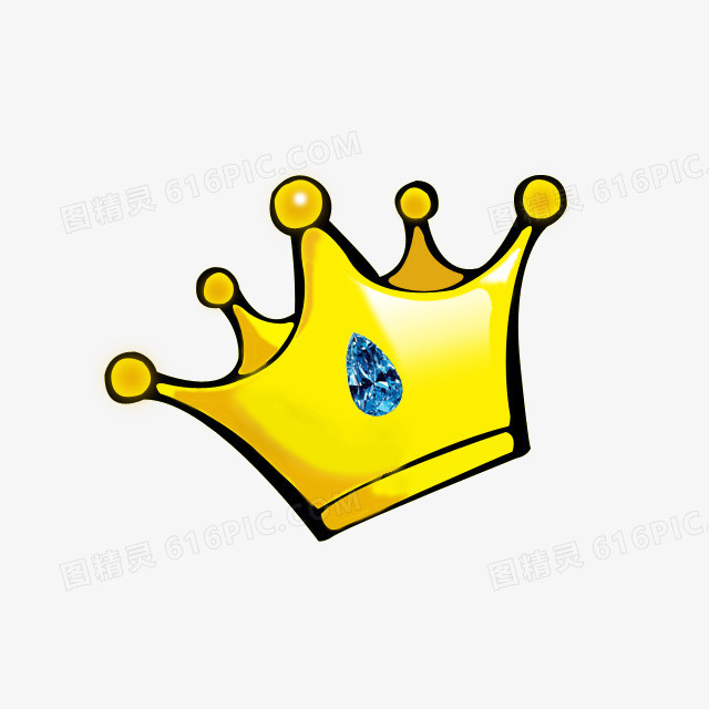 黄色卡通皇冠蓝色钻石