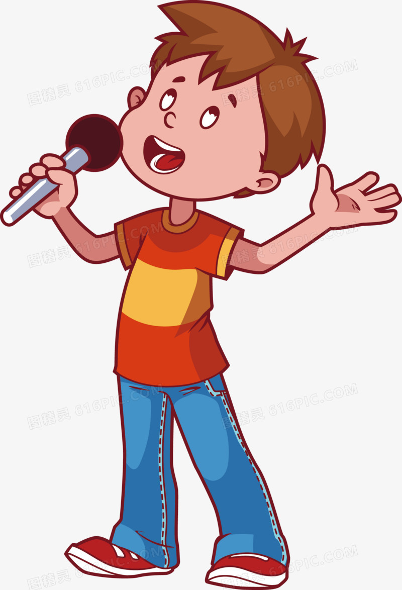 图精灵 免抠元素 卡通手绘 > 唱歌的小男孩矢量   图精灵为您提供唱歌